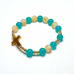 Dziesiątka różańca - Bransoletka - kamień naturalny -  chacedon zielony z cytrynem 