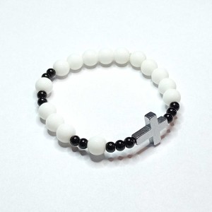 Dziesiątka różańca - Bransoletka - kamień naturalny jadeit i obsydian