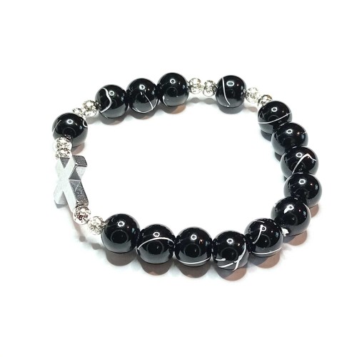 Branoletka agat srebrny drut