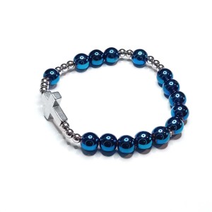 Dziesiątka różańca - Bransoletka - kamień naturalny Hematyt granatowy hematyt szary