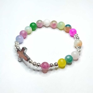 Dziesiątka różańca - Bransoletka - kamień naturalny-jadeit wielokolorowy hematyt