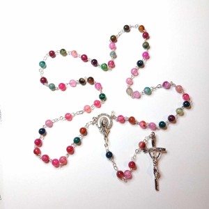 Różaniec  kamień naturalny - turmalin agatowy