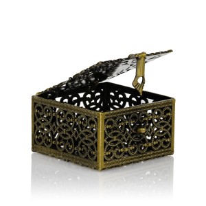 Pudełko na różaniec metalowe - ażurowe