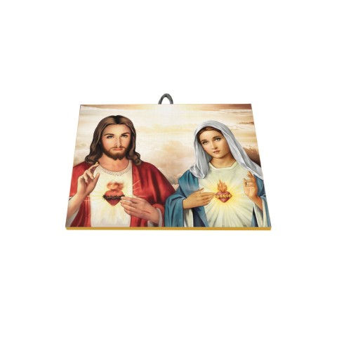 Serce Jezusa, Serce Maryi, obraz na ceramice