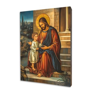 Ikona złocona Jezus z Chłopcem-Prezent dla Dziecka