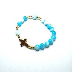 Bransoletka - różaniec - kamień naturalny perski i złoty hematyt