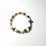Bransoletka -Drewno i hematyt serduszko