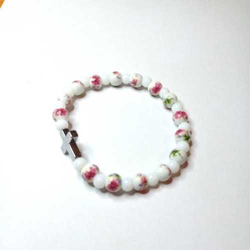 Brasoletka kwiatki cermaika agat .jpg