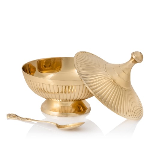 Łódka mosiężna okrągła z łyżeczką