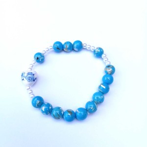 Bransoletka - różaniec - kamień naturalny muszla howlit perła 