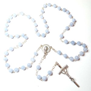 Różaniec  kamień naturalny akwamaryn 