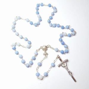 Różaniec  kamień naturalny agat mrożony granatowy 