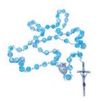Różaniec szklany niebiesko -transparentny Carlo Acutis