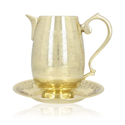 Dzbanek mosiężny z tacą-Chrzest Śwęty