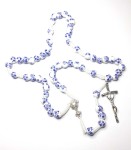 Różaniec ceramiczny - Niebieskie kwiatuszki