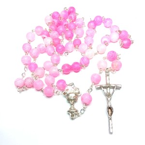 Różaniec do Pierwszej Komunii - kamień naturalny - agat mrożony 8mm