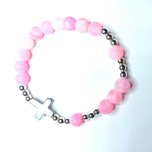 Bransoletka dziesiątka różańca agat mrożony róż.jpg