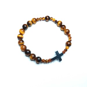 Bransoletka - 10 różańca - kamień naturalny - tygrysie oko - brązowe