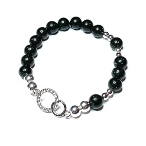 Bransoletka - 10 różańca - kamień naturalny -zieleń butelkowa piaskowiec