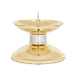 Lichtarz mosiężny, srebrne zdobienie 10 cm