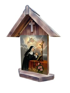 Kapliczka z obrazem na ceramice - Święta Rita
