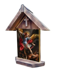 Kapliczka z obrazem na ceramice - św. Archanioł Michał