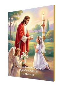 Pamiątka Pierwszej Komunii Świętej dla dziewczynki – personalizowany obraz na ceramice