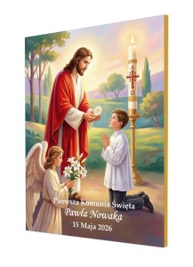 Pamiątka Pierwszej Komunii Świętej dla chłopca – personalizowany obraz na ceramice (1)