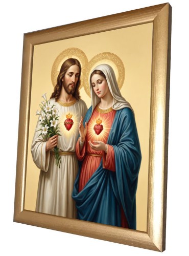 Obraz ceramiczny przedstawiający Najświętsze Serce Jezusa i Niepokalane Serce Maryi – piękna grafika sakralna symbolizująca miłość Chrystusa oraz opiekę Matki Bożej.jpg