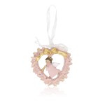 Aniołek Favola 7 cm w sercu – różowo-złota zawieszka z żywicy