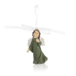 Aniołek Favola 9 cm – zielona zawieszka z żywicy