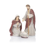 Święta Rodzina Favola 17 cm – kremowo-bordowe figurki z żywicy