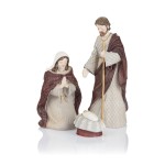 Święta Rodzina Favola 13 cm – kremowo-bordowe figurki z żywicy