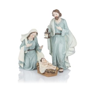 Święta Rodzina Favola 25 cm – zestaw 3 błękitnych figurek