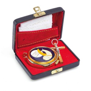 Bursa zamszowa z emaliowanym cyborium – 8 × 9 × 2,5 cm
