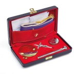 Bursa zamszowa z cyborium IHS i kropidłem – 8 × 17 × 3 cm