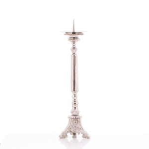 Lichtarz mosiężny niklowany 39 cm