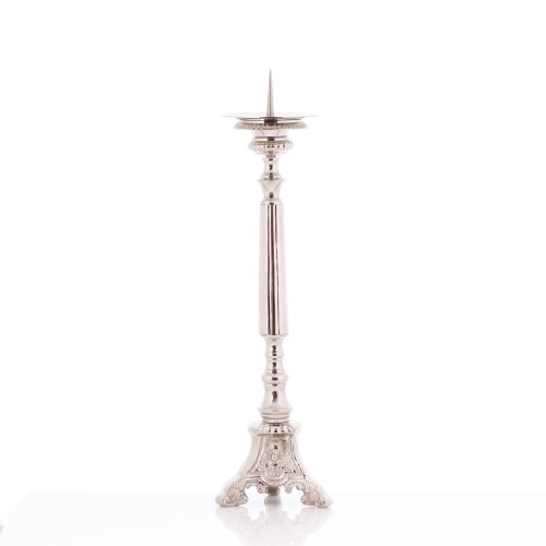 Lichtarz mosiężny niklowany 39 cm – zdjęcie 1