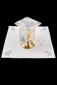 Maryjny komplet kielichowy – symbol maryjny, biała palka – KDT/5044/04