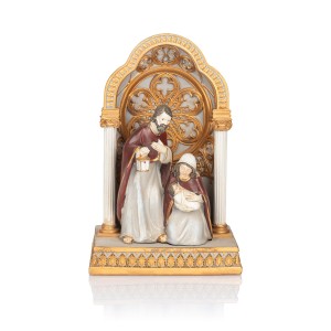 Święta Rodzina Favola 23 cm – podświetlana figurka ze złocistym łukiem