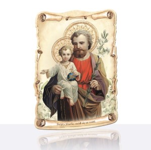 Święty Józef z gałązką lilii – obrazek z modlitwą 16 × 23,5 cm