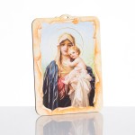 Matka Boża z Dzieciątkiem w granatowym płaszczu – obrazek 12 × 16 cm
