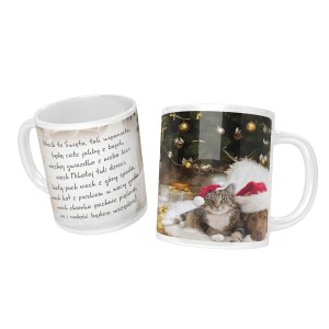 Kubek na Boże Narodzenie, pies i kot